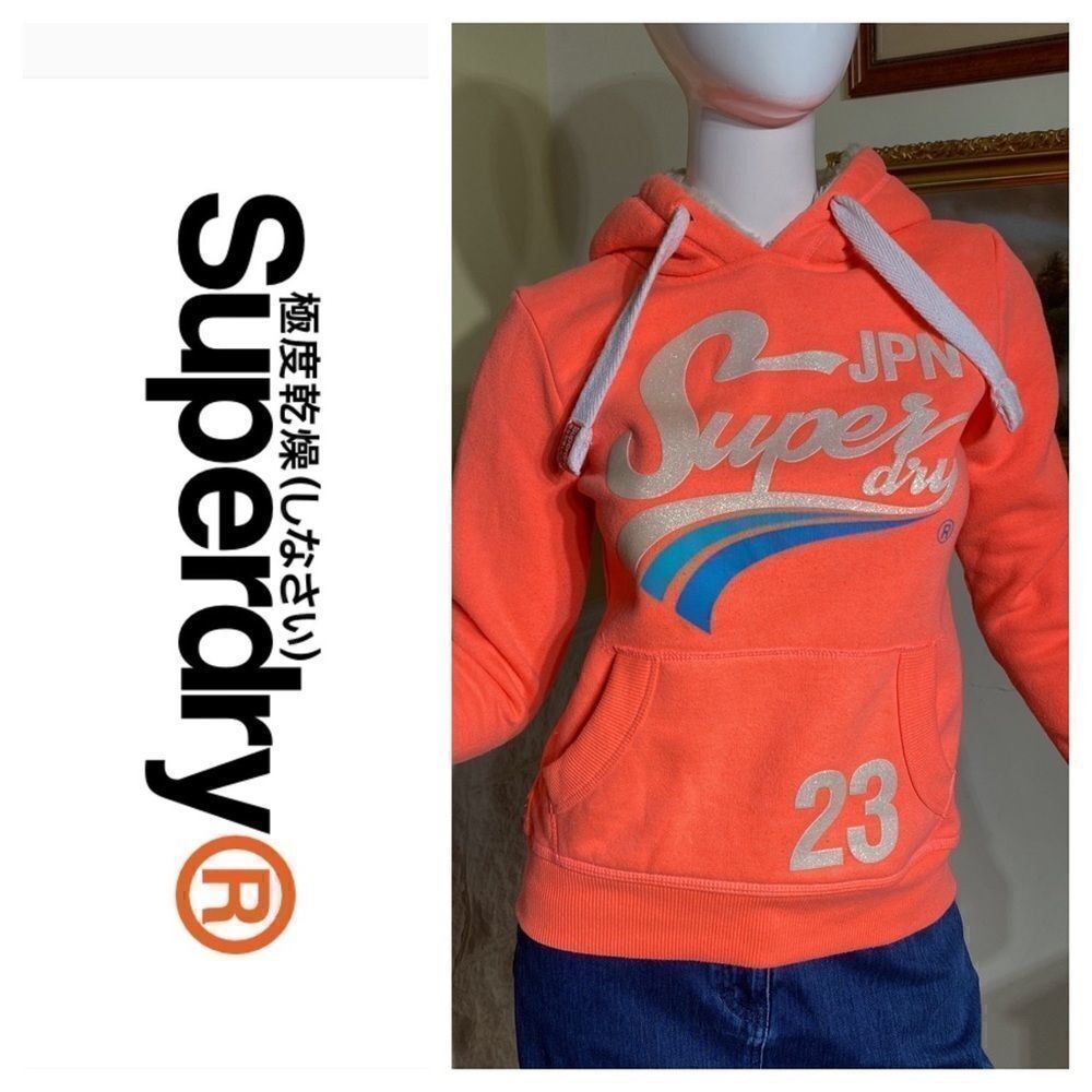 SUPERDRY Vintage Logo Limited Edition Neon Sparkle Hoodie 80’s Retro Style